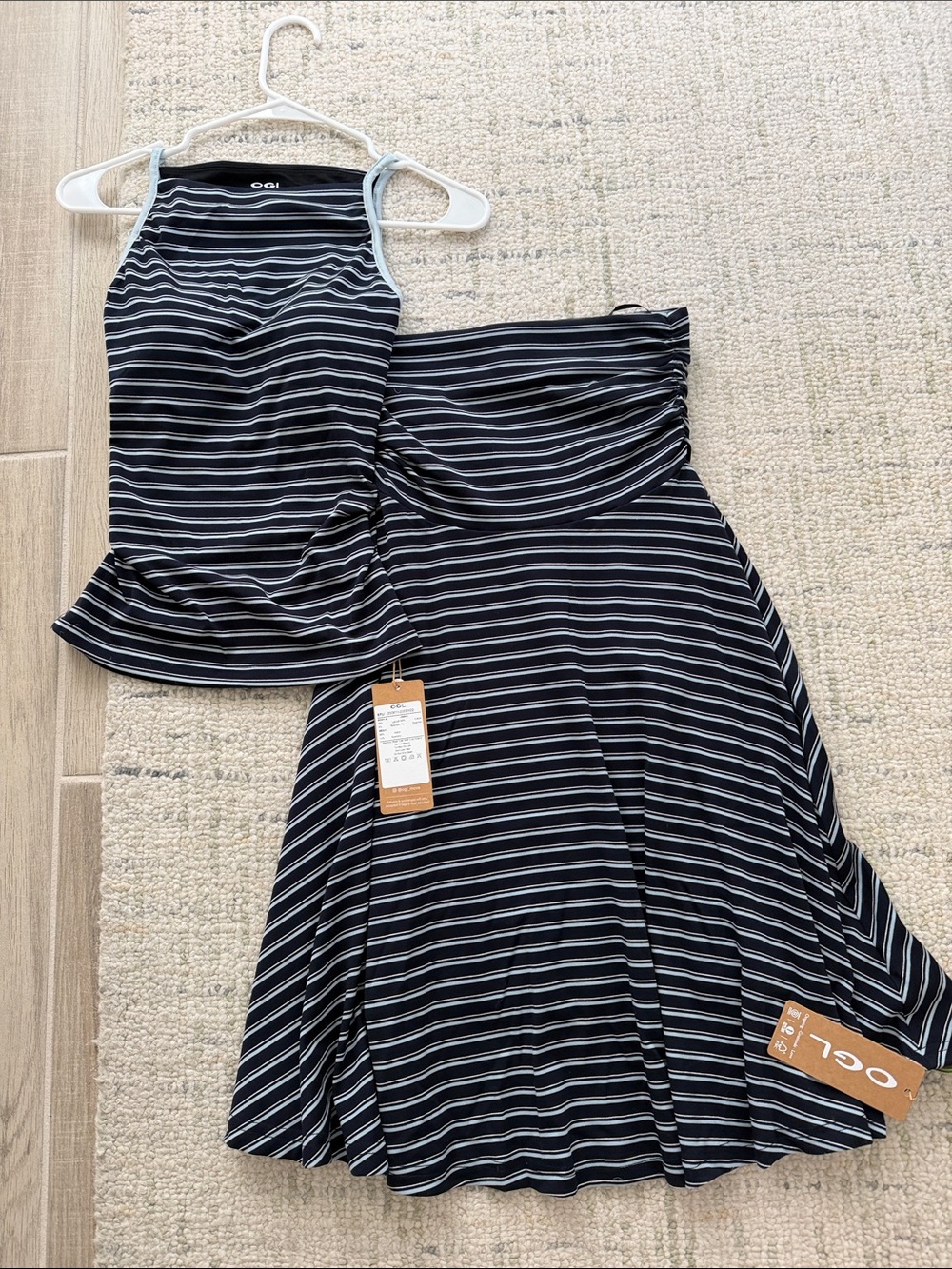 OGL navy and white striped set
